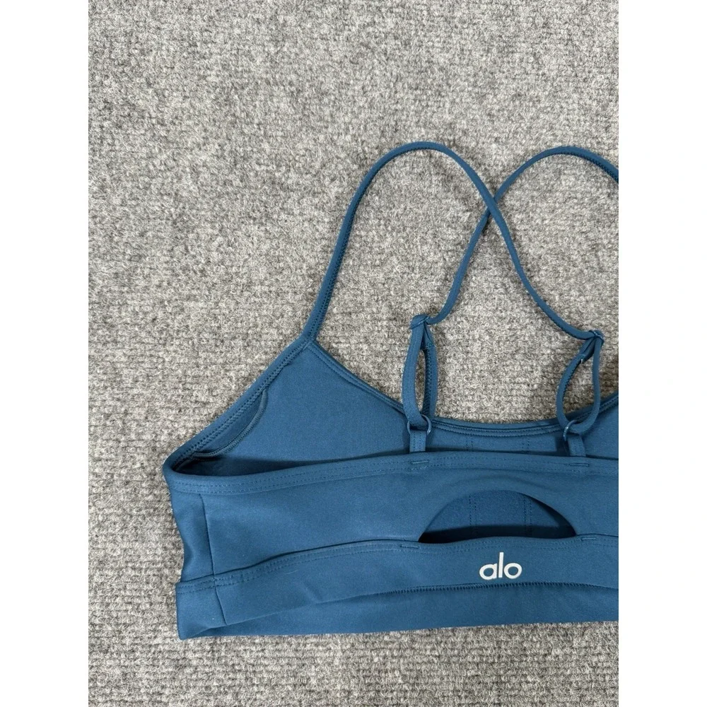 Alo Yoga Airlift Intrigue Bra Women's Small Eclipse Blue Strappy Sports Bra Rare